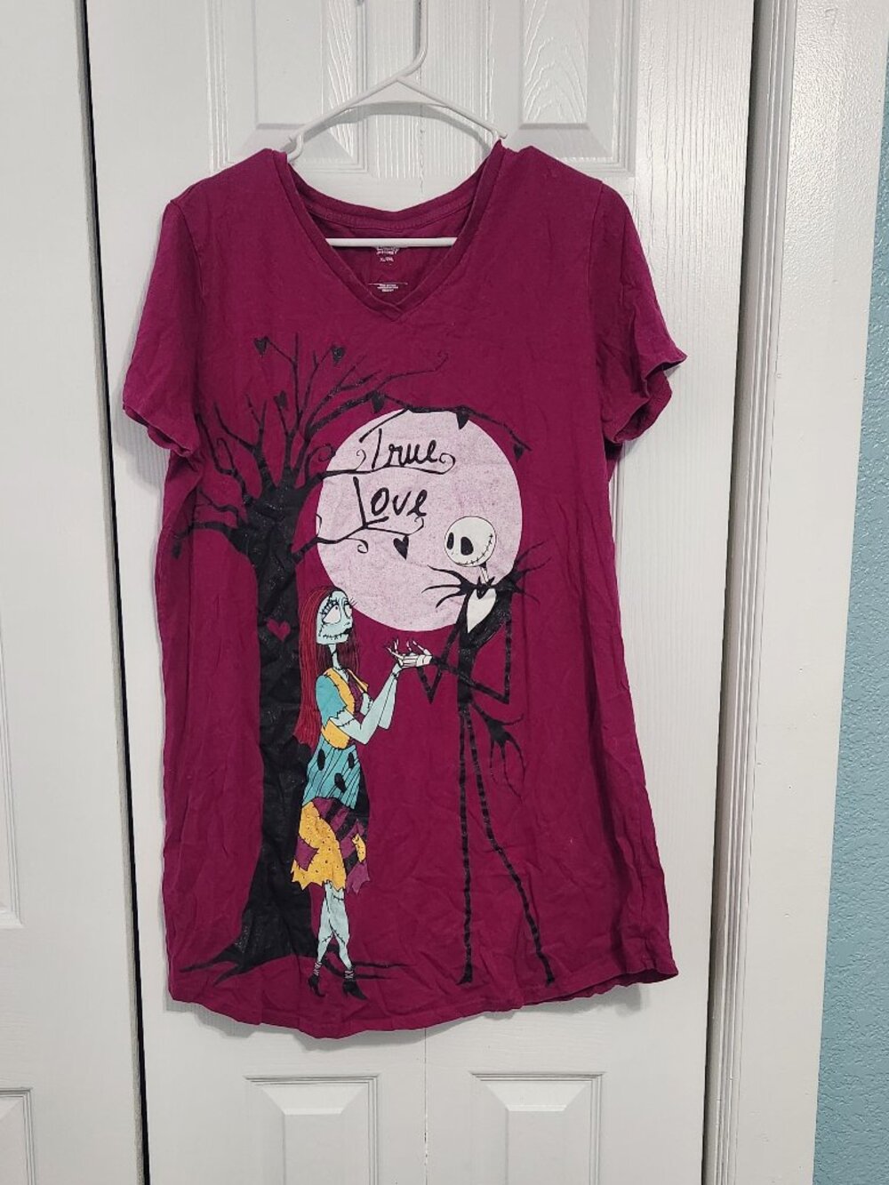 Disney Nightmare Before Christmas Jack Sally Nightgown Magenta XL/2XL